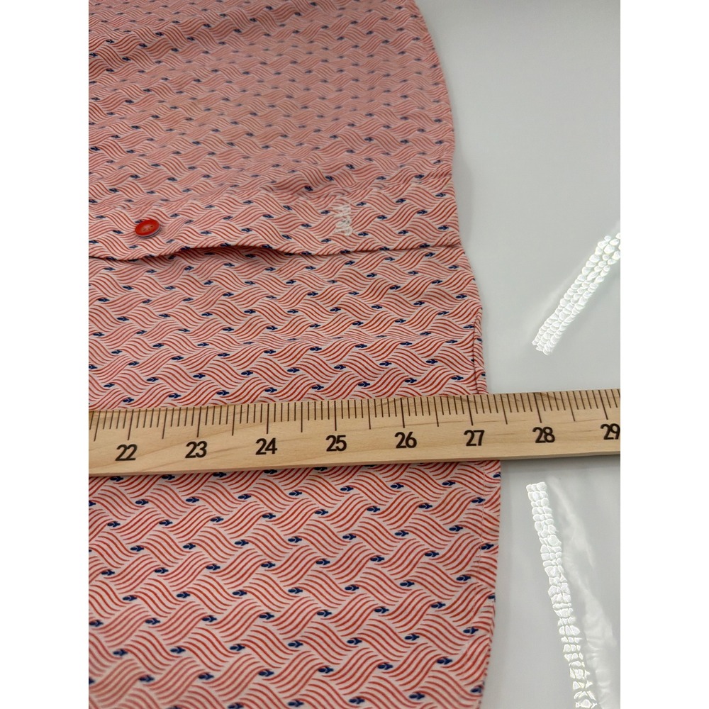 Johnston & Murphy Mens Large Red Blue Geometric Short Sleeve Button Down Shirt - Picture 5 of 7